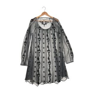 Cream Clothing UK Elegant Charcoal Lace Babydoll Embroidered Dress